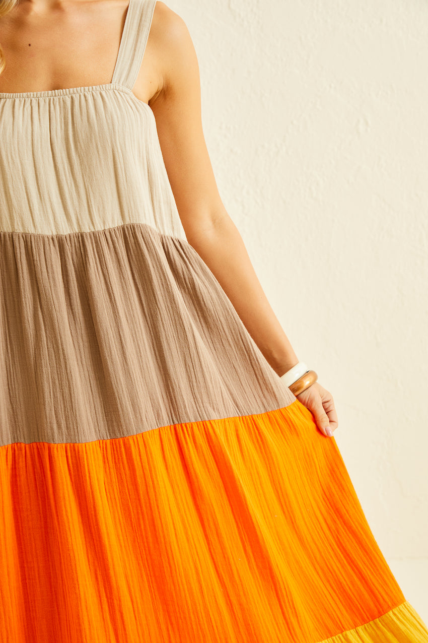 orange and yellow maxi dress At Last Maxi Dress Orange Yellow with Floral Detail