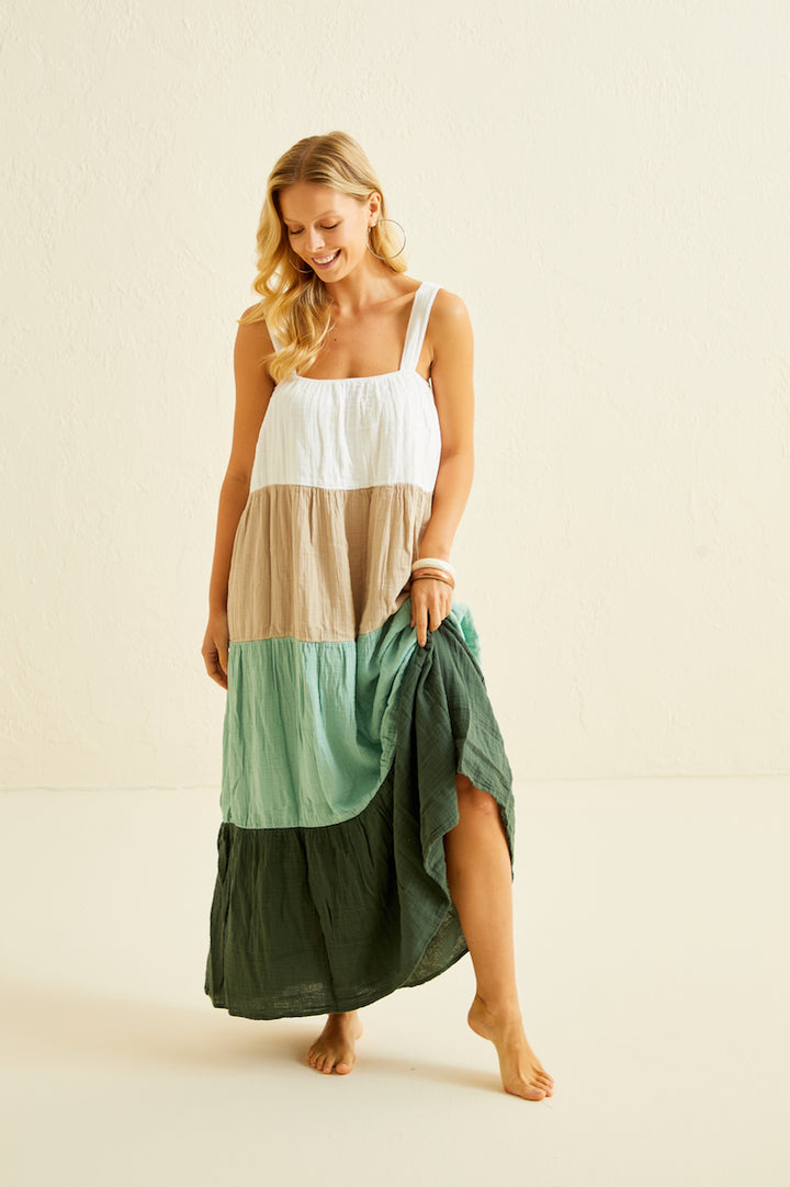 green cotton maxi dress Enna Moda Organic Muslin Cotton Maxi Dress – Sage & Forest Green Soft –  ENNA MODA